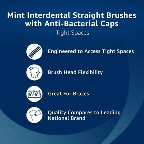 Ultra Tight Interdental Brushes for Tight Teeth Dental Picks for Plaque Removal Safe for Braces & Dental 20ct - Tight Mint Interdental Straight Brushes, Tight Bristles, 20 Count (01) in Kuwait