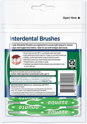 Ultra Tight Interdental Brushes for Tight Teeth Dental Picks for Plaque Removal Safe for Braces & Dental 20ct - Tight Mint Interdental Straight Brushes, Tight Bristles, 20 Count (01) in Kuwait