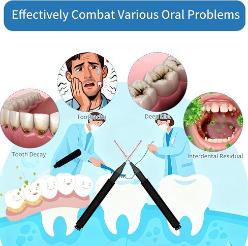 150 Pack Interdental Brushes for Braces, Plastic Dental Brushes Cleaner Between Teeth, Tooth Pick Tool Interdentales with Soft Spiral Brush Head - Efficient Oral Care, Black in Kuwait