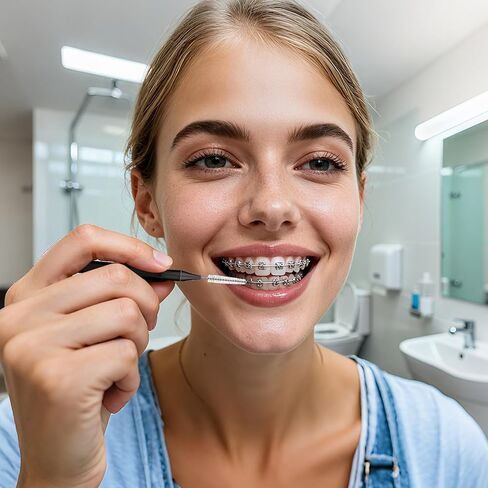 150 Pack Interdental Brushes for Braces, Plastic Dental Brushes Cleaner Between Teeth, Tooth Pick Tool Interdentales with Soft Spiral Brush Head - Efficient Oral Care, Black in Kuwait