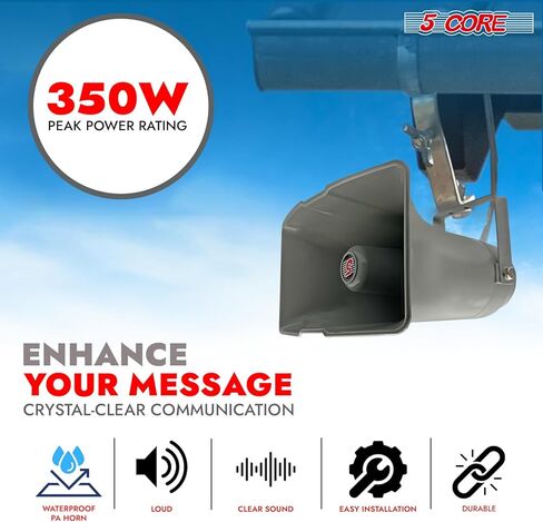 5 CORE 16 Inch PA Horn 400W Loud Speaker Bull Horn Loud Audio 10Ohm All Weather Indoor Outdoor Use Bracket and Hardware Included - SUH-400 1Pc in Saudi Arabia