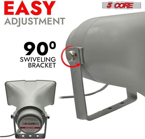 5 CORE 16 Inch PA Horn 400W Loud Speaker Bull Horn Loud Audio 10Ohm All Weather Indoor Outdoor Use Bracket and Hardware Included - SUH-400 1Pc in Saudi Arabia
