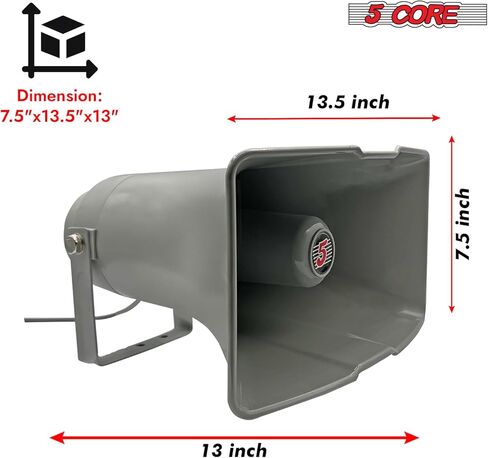 5 CORE 16 Inch PA Horn 400W Loud Speaker Bull Horn Loud Audio 10Ohm All Weather Indoor Outdoor Use Bracket and Hardware Included - SUH-400 1Pc in Saudi Arabia