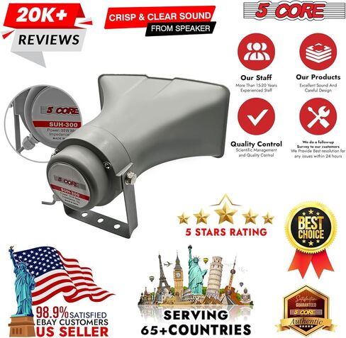 5 CORE 16 Inch PA Horn 400W Loud Speaker Bull Horn Loud Audio 10Ohm All Weather Indoor Outdoor Use Bracket and Hardware Included - SUH-400 1Pc in Saudi Arabia