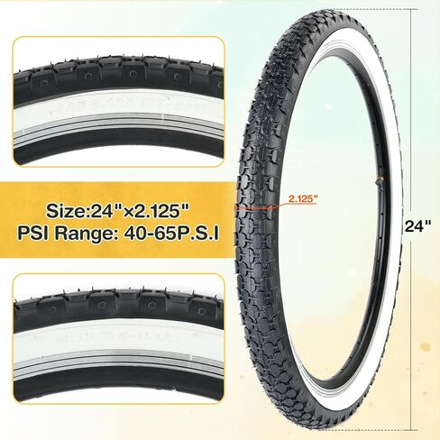 ZUKKA 24x2.125 Bike Tire Cruiser Bike Tire and Tube Classical Tread Folding Bicycle Tires for Beach Cruiser Bike Commuter Bike in Kuwait