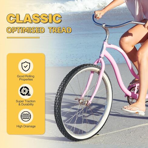 ZUKKA 24x2.125 Bike Tire Cruiser Bike Tire and Tube Classical Tread Folding Bicycle Tires for Beach Cruiser Bike Commuter Bike in Saudi Arabia