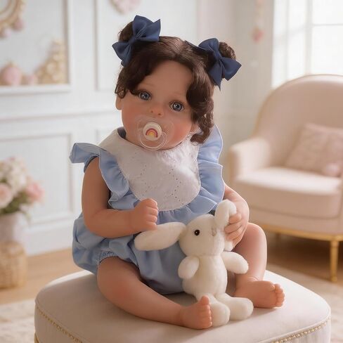 SCOM Reborn Baby Dolls Girl, 18Inch Newborn Baby Doll with Soft Weighted Cloth Body, Lifelike Reborn Toddler With Realistic Veins, Advanced Painted Baby Doll Accessories Gift Set for Kids Girls Age 3+ in Kuwait