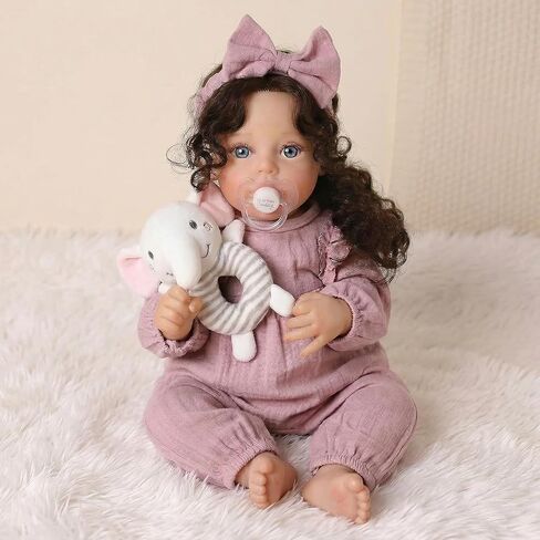 SCOM Reborn Baby Baby Dolls Girl ، دمية طفل حديثي الولادة 18 بوصة مع جسم قماش ناعم مرجح ، طفل نابض بالحياة من جديد مع عروق واقعية ، مجموعة هدايا من إكسسوارات دمية الطفل المتقدمة للأطفال من العمر 3+ in Kuwait
