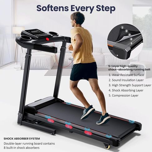 3.5 HP Auto Incline Treadmills for Home - Adjustable Height Handle Bars, 8.7 MPH, Wide Belt, 300+ lb Capacity in Saudi Arabia