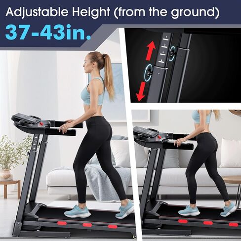 3.5 HP Auto Incline Treadmills for Home - Adjustable Height Handle Bars, 8.7 MPH, Wide Belt, 300+ lb Capacity in Saudi Arabia