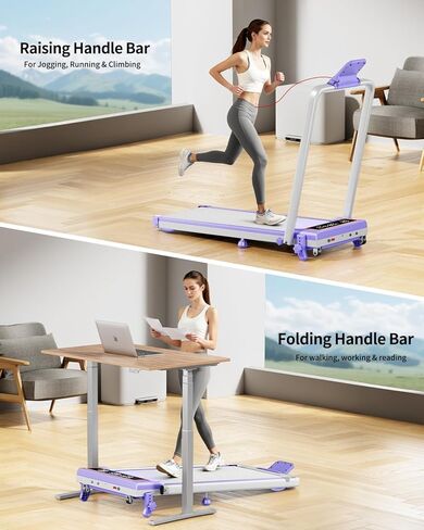 وسادة مشي قابلة للطي مع ميل بنسبة 15%/إضاءة RGB/شاشة عرض مزدوجة، جهاز مشي بقوة 3.5 حصان للمنزل، جهاز مشي محمول مع شريط مقبض و4 انحناءات قابلة للتعديل، سعة 350 رطل، تطبيق ذكي in Kuwait