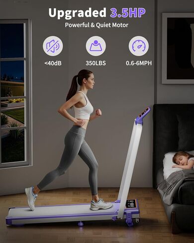 وسادة مشي قابلة للطي مع ميل بنسبة 15%/إضاءة RGB/شاشة عرض مزدوجة، جهاز مشي بقوة 3.5 حصان للمنزل، جهاز مشي محمول مع شريط مقبض و4 انحناءات قابلة للتعديل، سعة 350 رطل، تطبيق ذكي in Kuwait