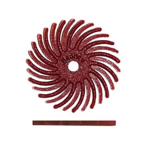 أقراص Dedeco Sunburst ذات الشعيرات الشعاعية 48 عبوة - منحنية 7/8 بوصة - أحمر 220 حبيبة (قياسية) - أكسيد الألومنيوم للتلميع والتشطيب in Kuwait