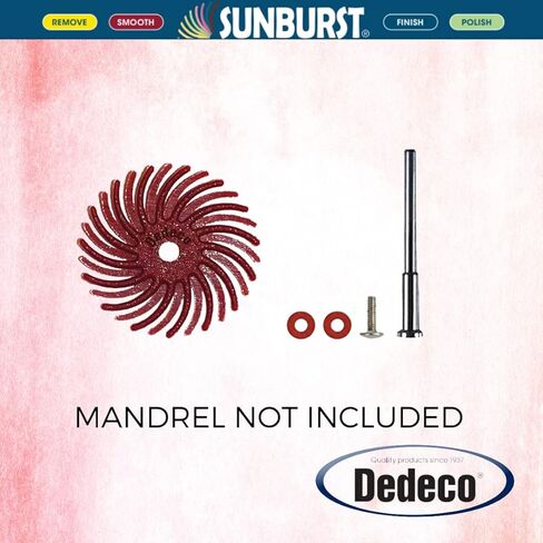 أقراص Dedeco Sunburst ذات الشعيرات الشعاعية 48 عبوة - منحنية 7/8 بوصة - أحمر 220 حبيبة (قياسية) - أكسيد الألومنيوم للتلميع والتشطيب in Kuwait