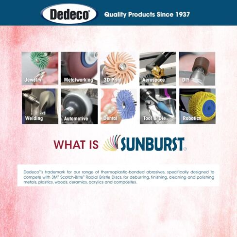 أقراص Dedeco Sunburst ذات الشعيرات الشعاعية 48 عبوة - منحنية 7/8 بوصة - أحمر 220 حبيبة (قياسية) - أكسيد الألومنيوم للتلميع والتشطيب in Kuwait