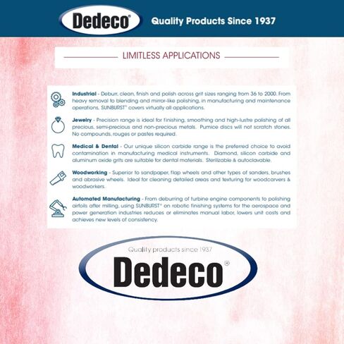 أقراص Dedeco Sunburst ذات الشعيرات الشعاعية 48 عبوة - منحنية 7/8 بوصة - أحمر 220 حبيبة (قياسية) - أكسيد الألومنيوم للتلميع والتشطيب in Kuwait