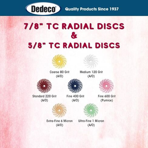 أقراص Dedeco Sunburst ذات الشعيرات الشعاعية 48 عبوة - منحنية 7/8 بوصة - أحمر 220 حبيبة (قياسية) - أكسيد الألومنيوم للتلميع والتشطيب in Kuwait