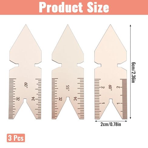 3 قطع من الفولاذ المقاوم للصدأ مقياس مركزي، 55 درجة و60 درجة برغي ذيل السمكة قياس مركزي لولبي لولبي مخرطة أداة قطع مقاييس درجة الخيط مجموعة أدوات قياس الميكانيكي in Kuwait