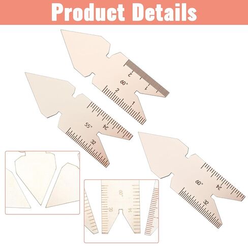 3 قطع من الفولاذ المقاوم للصدأ مقياس مركزي، 55 درجة و60 درجة برغي ذيل السمكة قياس مركزي لولبي لولبي مخرطة أداة قطع مقاييس درجة الخيط مجموعة أدوات قياس الميكانيكي in Kuwait