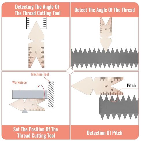 3 قطع من الفولاذ المقاوم للصدأ مقياس مركزي، 55 درجة و60 درجة برغي ذيل السمكة قياس مركزي لولبي لولبي مخرطة أداة قطع مقاييس درجة الخيط مجموعة أدوات قياس الميكانيكي in Kuwait