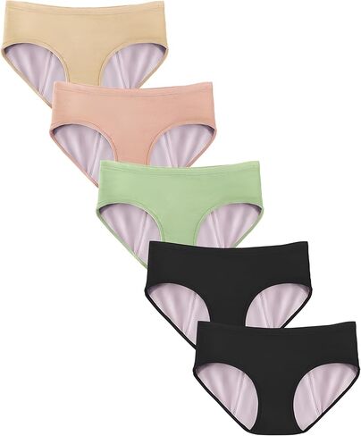 Girls Incontinence Underwear Washable 80ml Absorbency Leakproof Period Underwear for Teen 5 Pack in Kuwait