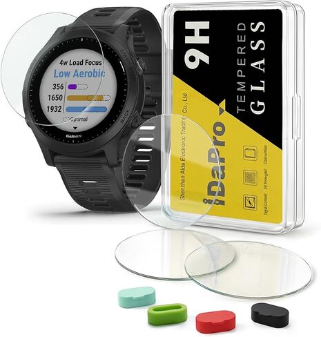 [4 عبوات] واقي شاشة للساعة الذكية Garmin Forerunner 945 + سدادات سيليكون مضادة للغبار، زجاج مقسى مضاد للخدش وخالي من الفقاعات in Kuwait