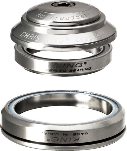 Chris King DropSet 3 Silver Integrated Upper Bearing: IS41/28.6 45°/45°Lower Bearing: IS52/40 36°/45° 1-1/8" > 1.5" Steel Bearing Headset in Saudi Arabia