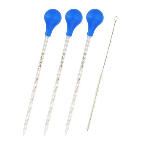 طقم Patikil Traderged Dropper Pipettes ، 3 PCS 25ML Borosilicate Glass ماصة مع غطاء مطاطي أزرق وفرشاة لنقل السائل للمختبر ، الكيمياء ، واضحة in Kuwait