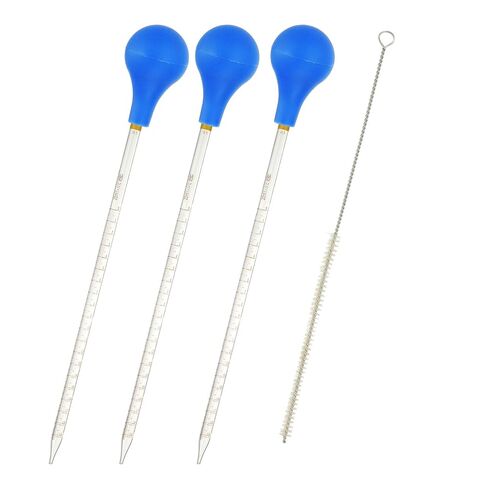 طقم Patikil Traderged Dropper Pipettes ، 3 PCS 25ML Borosilicate Glass ماصة مع غطاء مطاطي أزرق وفرشاة لنقل السائل للمختبر ، الكيمياء ، واضحة in Kuwait