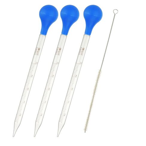طقم Patikil Traderged Dropper Pipettes ، 3 PCS 25ML Borosilicate Glass ماصة مع غطاء مطاطي أزرق وفرشاة لنقل السائل للمختبر ، الكيمياء ، واضحة in Kuwait