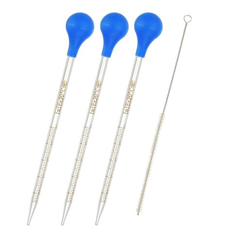 طقم Patikil Traderged Dropper Pipettes ، 3 PCS 25ML Borosilicate Glass ماصة مع غطاء مطاطي أزرق وفرشاة لنقل السائل للمختبر ، الكيمياء ، واضحة in Kuwait