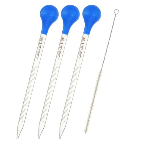 طقم Patikil Traderged Dropper Pipettes ، 3 PCS 25ML Borosilicate Glass ماصة مع غطاء مطاطي أزرق وفرشاة لنقل السائل للمختبر ، الكيمياء ، واضحة in Kuwait