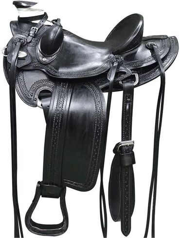 HILASON Western Horse Wade Saddle American Leather Ranch Roping Black | Hand Tooled & for Horses in Saudi Arabia