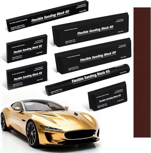 7Pcs Sanding Block Kit with Sandpaper Flexible EVA Foam Sanding Blocks Wet or Dry Autobody Sanding Kit for Woodworking Automotive Car Bodywork in Kuwait