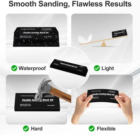 7Pcs Sanding Block Kit with Sandpaper Flexible EVA Foam Sanding Blocks Wet or Dry Autobody Sanding Kit for Woodworking Automotive Car Bodywork in Kuwait