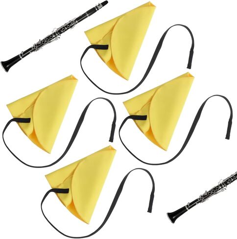 4 Pcs Clarinet Cleaning Cloth,Two-Layer Alto Sax Swab,Flute Clarinet Swabs Cloth Kit with Weighted Cord,Suitable for Clarinets, Piccolo, Flute, Saxophones,Yellow in Kuwait