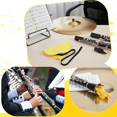 4 Pcs Clarinet Cleaning Cloth,Two-Layer Alto Sax Swab,Flute Clarinet Swabs Cloth Kit with Weighted Cord,Suitable for Clarinets, Piccolo, Flute, Saxophones,Yellow in Kuwait