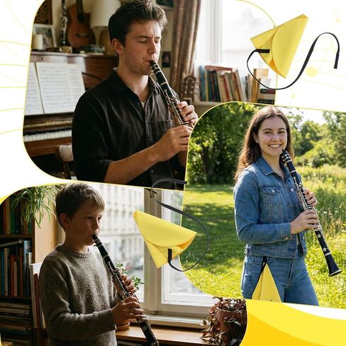4 Pcs Clarinet Cleaning Cloth,Two-Layer Alto Sax Swab,Flute Clarinet Swabs Cloth Kit with Weighted Cord,Suitable for Clarinets, Piccolo, Flute, Saxophones,Yellow in Kuwait