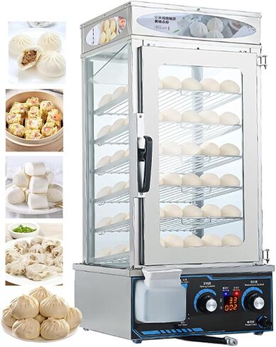 6-Layer 2200W Commercial Electric Steamer - Temperature Range 30-110℃, Anti-Dry Burn Food Steamer & Warmer for Restaurants, Buffets, and Food Service in Saudi Arabia