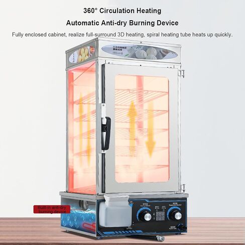 6-Layer 2200W Commercial Electric Steamer - Temperature Range 30-110℃, Anti-Dry Burn Food Steamer & Warmer for Restaurants, Buffets, and Food Service in Saudi Arabia
