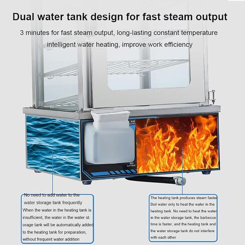 6-Layer 2200W Commercial Electric Steamer - Temperature Range 30-110℃, Anti-Dry Burn Food Steamer & Warmer for Restaurants, Buffets, and Food Service in Saudi Arabia