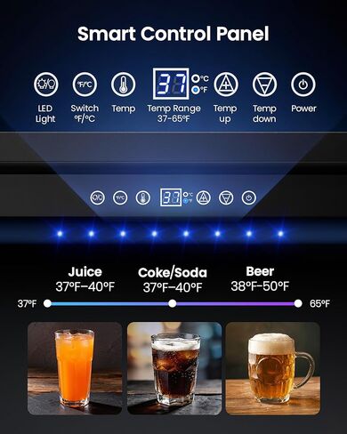 24 Inch Beverage Refrigerator, 180 Can Under Counter Fridge, Stainless Steel Beer Fridge for Built-in & Freestanding, Outdoor Refrigerator for Soda, Beer, Wine (Black) in Saudi Arabia