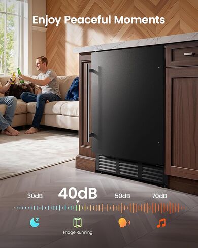 24 Inch Beverage Refrigerator, 180 Can Under Counter Fridge, Stainless Steel Beer Fridge for Built-in & Freestanding, Outdoor Refrigerator for Soda, Beer, Wine (Black) in Saudi Arabia