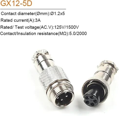 1Set GX12 Docking 2/3/4/5/ Pin 12mm Metal Connector Butt Joint Socket Male& Female Circular Panel(GX12-5 Butt Type) in Kuwait