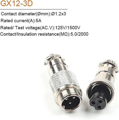 1Set GX12 Docking 2/3/4/5/ Pin 12mm Metal Connector Butt Joint Socket Male& Female Circular Panel(GX12-5 Butt Type) in Kuwait