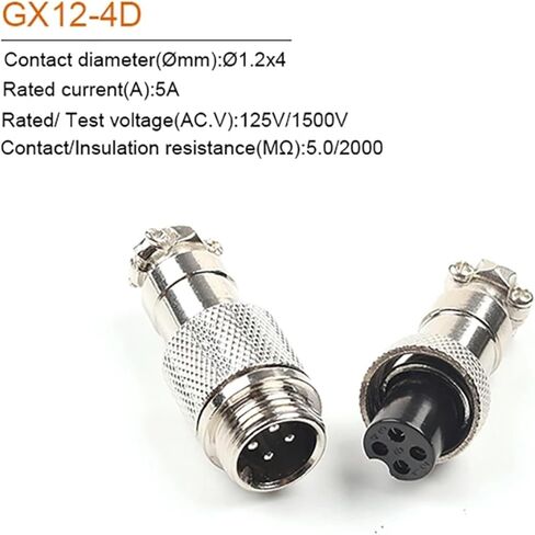 1Set GX12 Docking 2/3/4/5/ Pin 12mm Metal Connector Butt Joint Socket Male& Female Circular Panel(GX12-5 Butt Type) in Kuwait