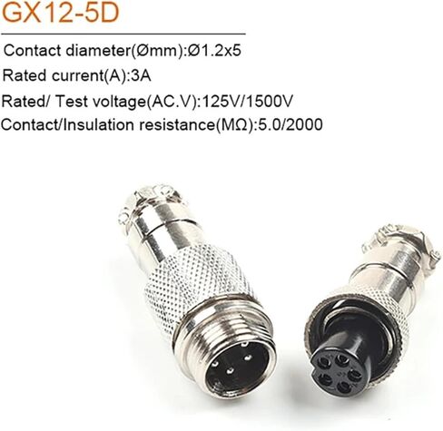 1Set GX12 Docking 2/3/4/5/ Pin 12mm Metal Connector Butt Joint Socket Male& Female Circular Panel(GX12-5 Butt Type) in Kuwait