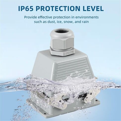 Heavy Duty Connectors HE Series Industrial Connector 4Pin Side Out Waterproof Connectors 4-48Pin 500V(Side Out Type,20Pin) in Kuwait