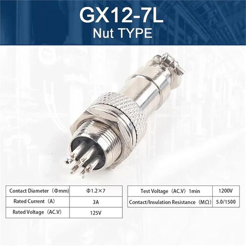موصل دائري معدني 2/3/4/5/6/7 دبوس نوع الجوز Gx12 1 مجموعة لوحة العزل جبل المقبس موصلات المقبس (GX12-7L) in Kuwait