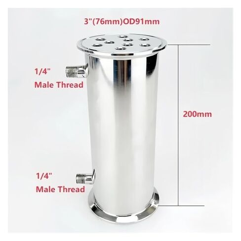3 بوصة OD91mm، TC Dephlegmator/مكثف مع 1/2 بوصة أو 1/4 بوصة خيط ذكر/أنثى للتقطير، 9 أنابيب داخل ID 9 مم، L-200 مم، SS304 (خيط ذكر، 1/2 بوصة) in Kuwait